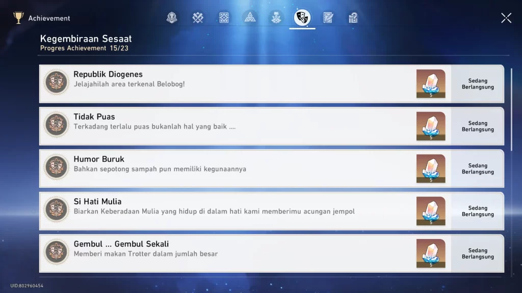 Lokasi Dan Cara Mendapatkan Achievement Insatiable Honkai Star Rail