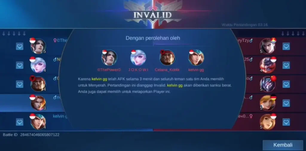 invalid match saat bermain